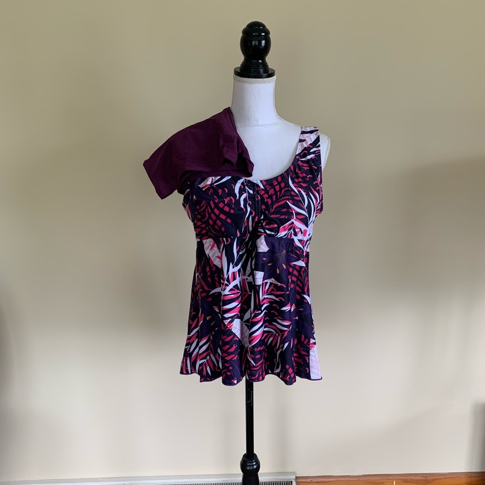 New XXL Purple Tankini Swimsuit with Shorts